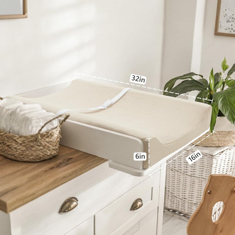 Bearmoss Changing Pad Cover, 2 Pack Muslin [100% Cotton] Diaper Changing Table Covers, 32'' x 16'' Soft Breathable Changing Pad Sheets for Unisex Baby Girls and Boys with Strap Holes (Cappuccino) - Image 5
